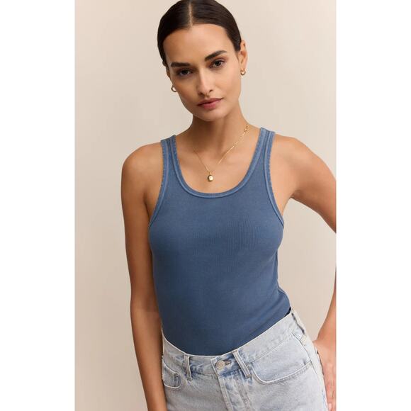 Z Supply Classic Scoop Rib Tank - Vintage Indigo NWT VARIOUS SIZES - Picture 5 of 5